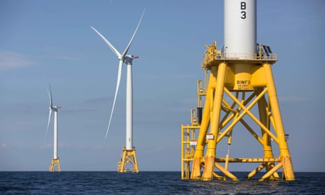 Offshore wind turbines near Block Island, Rhode Island. 