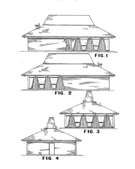 Shallow base … 1965 patents for a Pizza Hut building.