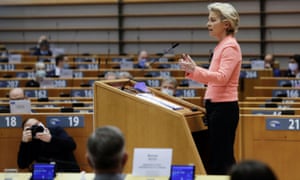 Ursula von der Leyen gives her first State of the Union speech to the European parliament.