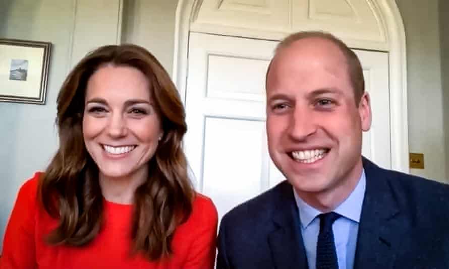 The Duke and Duchess of Cambridge during a video call with veterans from Mais House.