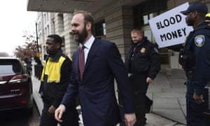 Rick Gates leaves federal court in Washington on Friday. His guilty plea seemed to represent clear and present danger for Manafort.