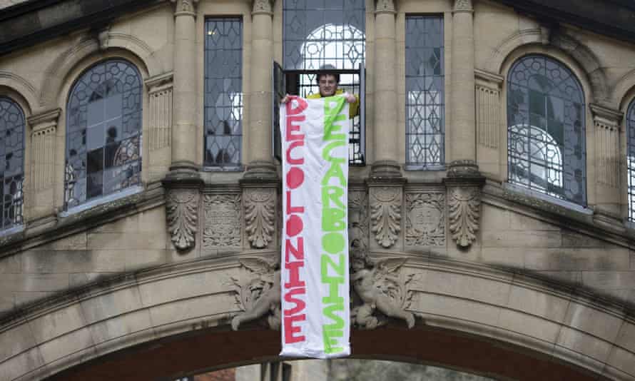 A banner hung from the Bridge of Sighs.