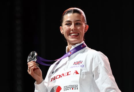 Britain's Amy Hunt collects her 200m silver medal.