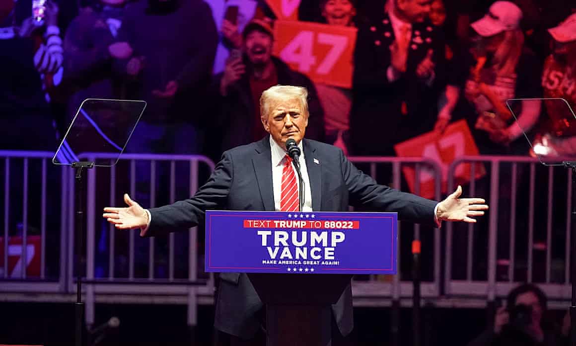 Donald Trump at a rally at Capital One Arena in Washington DC