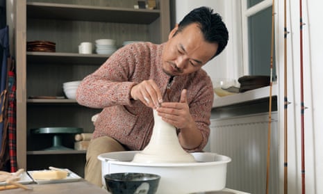 chef Yoshinori Ishii at the potters wheel