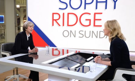 Theresa May (left) is interviewed by Sophy Ridge.