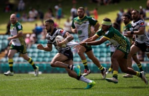 Josh Addo-Carr is tackled during a breakaway