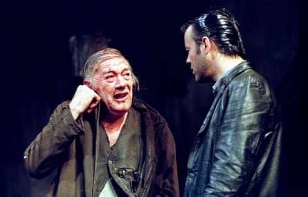 Michael Gambon and Rupert Graves perform a tense scene in The Caretaker on stage