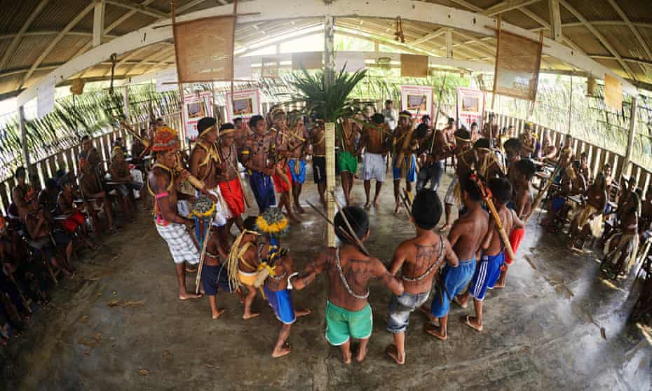 Munduruku indigenous people and other communities from the Tapajós river region, whose land is at risk from planned hydroelectric projects.