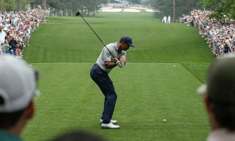 Tiger Woods tees off at Augusta National