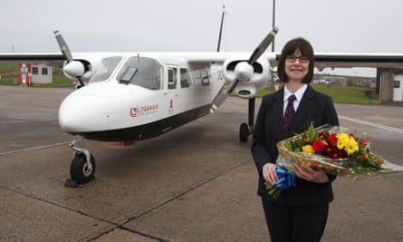 Loganair’s millionth passenger, Anne Randall, frequently zips between Westray and Papa Westray on the shortest flight in the world