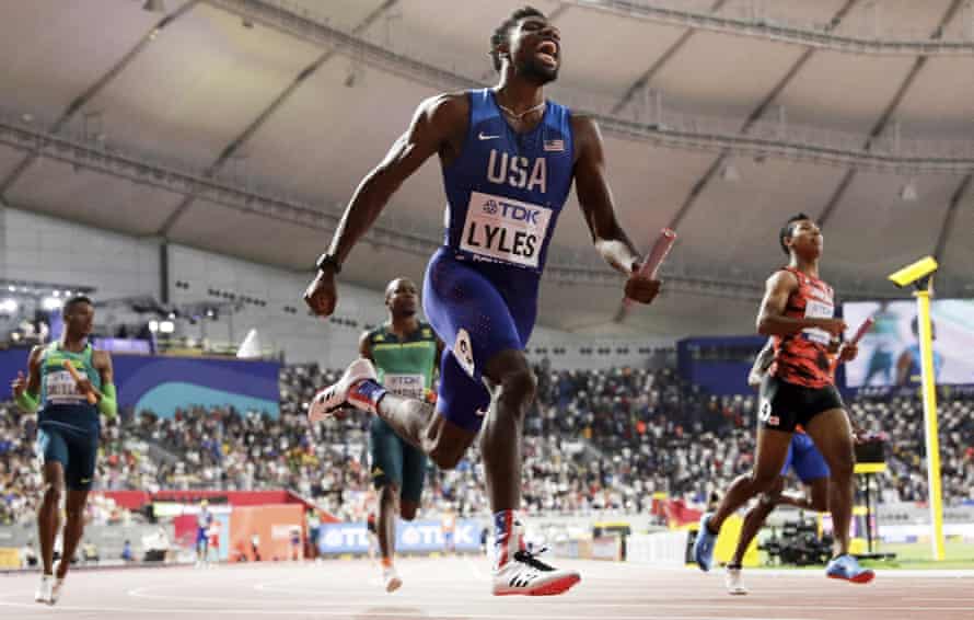 Noah Lyles leads the US team to 4x100m gold at the 2019 world championships