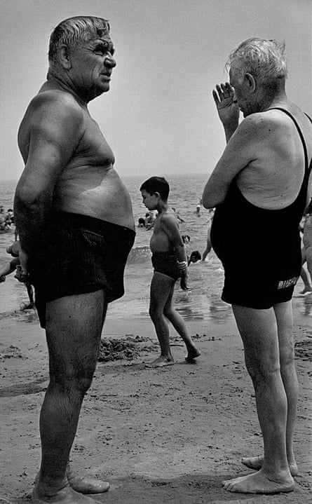 Two Men and a Boy Contemplate, Coney Island, New York, 1950