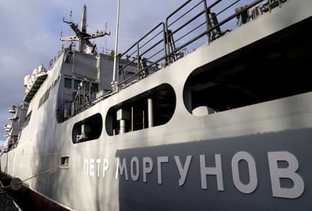 The Pyotr Morgunov large landing ship at the Yantar shipyard, part of the United Shipbuilding Corporation.