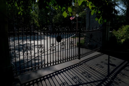 Elaborate stone and iron gates prevent traffic from passing through some wealthy residential areas of neighborhoods, like the Central West End in St. Louis, pictured here on Thursday, Sept. 12, 2019.