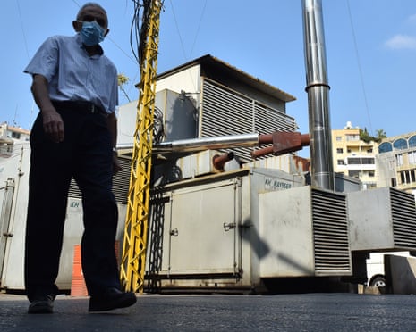 Large electricity generators, fuelled by diesel, in the streets of Beirut, Lebanon.