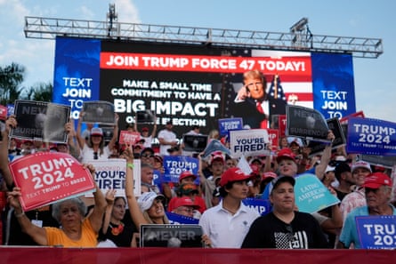 Supporters at a Trump rally in Doral, Florida, on 9 July.