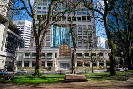 View of a large concrete building facade
