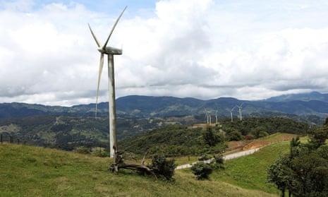 Wind turbines in Costa Rica, 2021