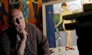 Bruce Elliott, owner of Old Town Ale House with his painting of Sarah Palin.