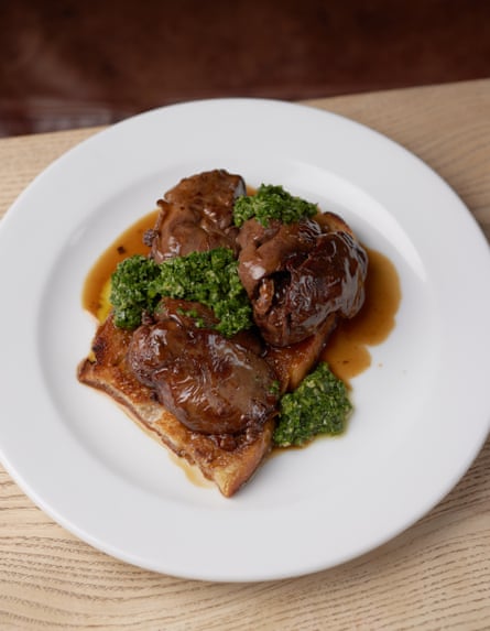 The Woolpack’s ‘earthy’ chicken livers with persillade on sourdough toast: ‘Fancy, but ultimately hearty.’