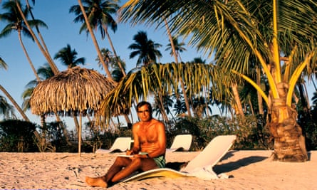 Paul Theroux in Tahitian beach French Polynesia.Author PAUL THEROUX on a Tahitian beach, FRENCH POLYNESIA, 1991.