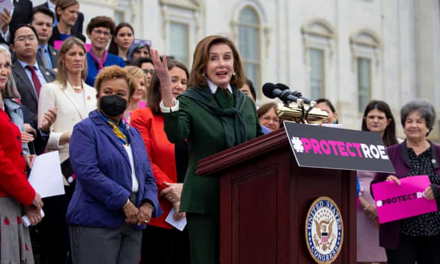 Nancy Pelosi speaks at an event on protecting abortion rights, on Capitol Hill on 13 May.