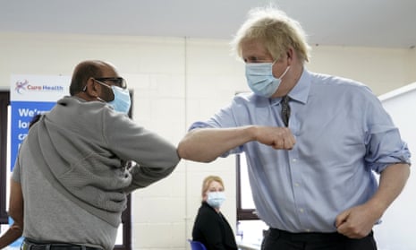Johnson visits a Covid vaccination centre in Batley, West Yorkshire