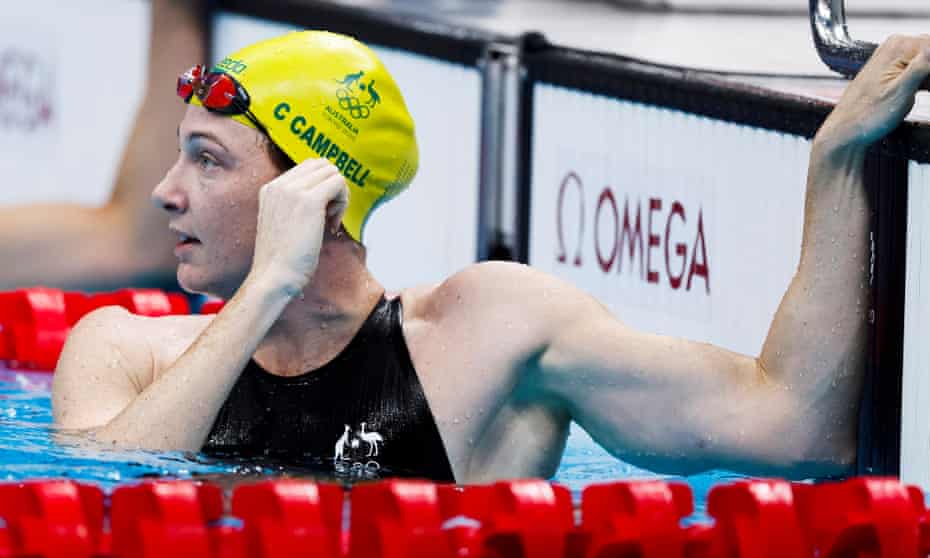 Cate Campbell after completing a race at the Tokyo Olympics.