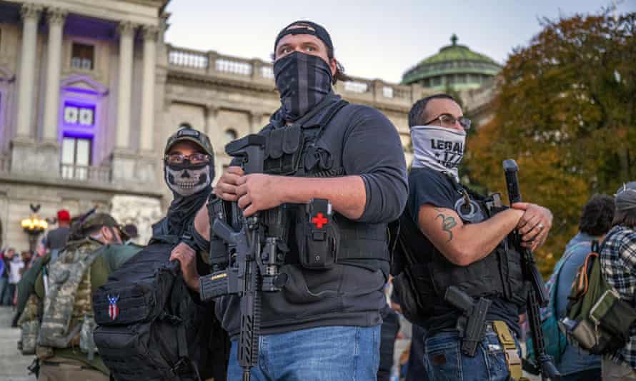 Armed Trump supporters in Harrisburg.