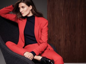 Masculine tailoring in a bold hue gives a modern twist to a classic trouser suit.