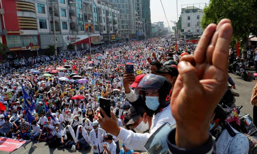 Myanmar Protesters Hold General Strike As Crowds Push For Five Twos Revolution Myanmar The Guardian