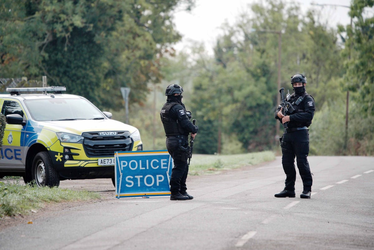 A police checkpoint near RAF Fairford after the major incident was declared on Sunday.