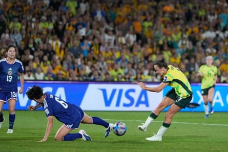 Caitlin Foord shoots for goal during the Women’s Asian Cup final