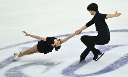 Pictured: Australian figure skaters Anastasia Golubeva and Hector Giotopoulos Moore perform in the short program at the 2022 ISU Grand Prix of Figure Skating Final on December 8, 2022 in Turin, Italy.