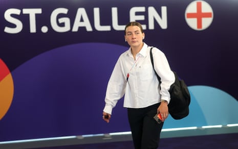 Angharad James of Wales arrives at the stadium