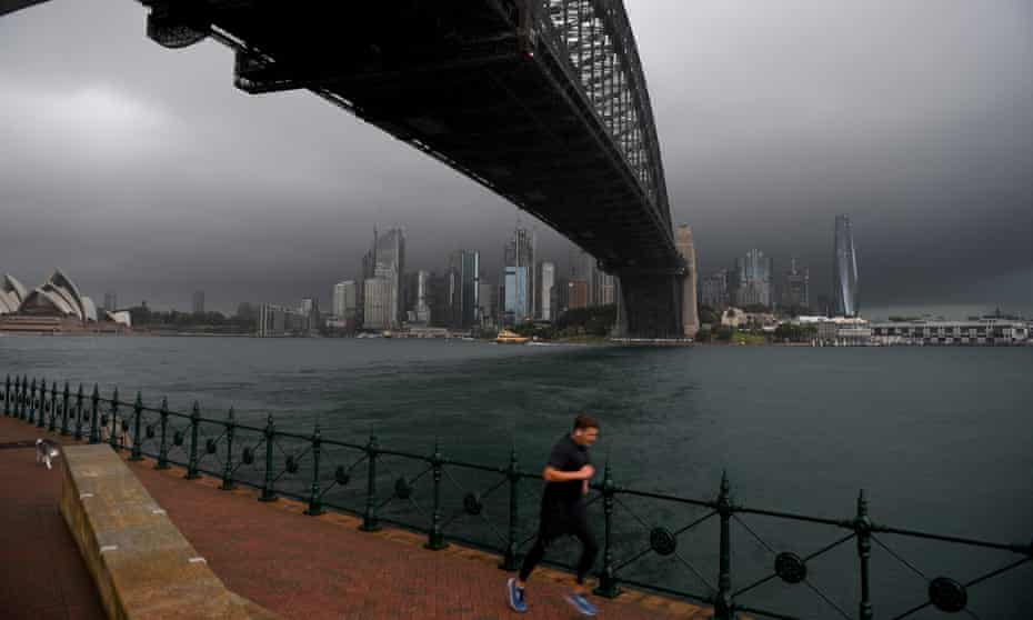 Storm clouds are seen over Sydney harbour.