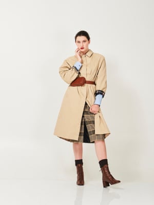 Check it outLauren wears trench coat, £69.99, pullandbear.com; boots, £199, and button pencil skirt, £139, both whistles.com; and Evan belt bag, £614, lutzmorris.com
