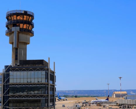 View of the air traffic control tower of the Marseille-Provence airport on the eve of a strike call by two air traffic controllers' unions to defend their working conditions, in Marignane, near Marseille, France.