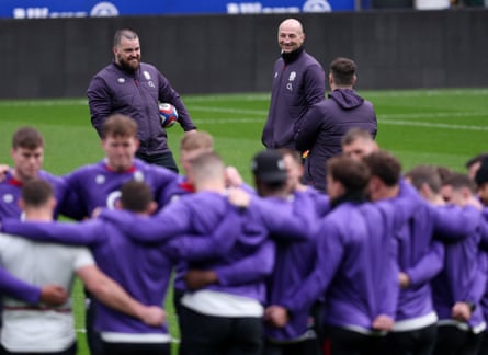Steve Borthwick watches his England players