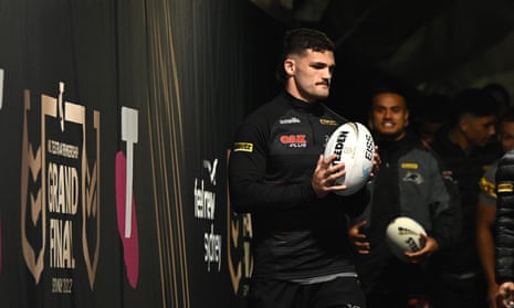 Penrith’s Nathan Cleary during Saturday’s captain’s run training session on the eve of the 2022 NRL grand final against Parramatta.
