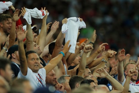England fans in the stadium show the team some love.
