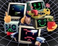 Composite of the illustrations of computers shown in the article, showing different personality types