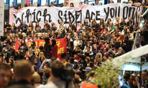 A demonstration by environmental organisations outside the UN climate summit in Katowice, Poland.