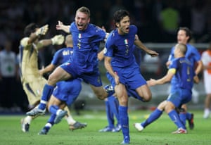 Italy’s Fabio Grosso celebrates after scoring the match-winning penalty.