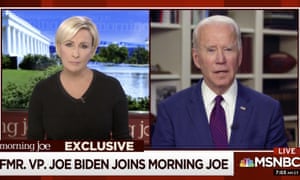 Joe Biden speaks to MSNBC Morning Joe co-host Mika Brzezinski on Friday.