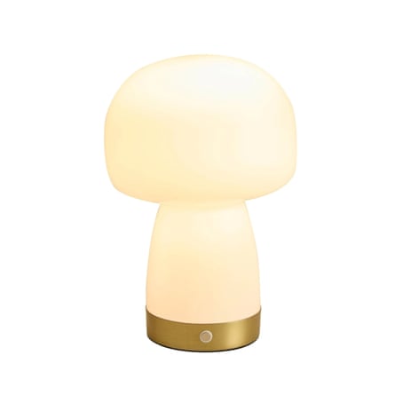 Dusk Enoki LED Rechargeable Wireless Lamp in White/Gold.
