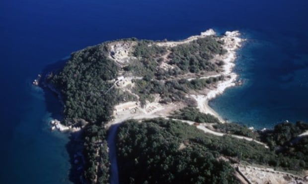 An aerial view of the dig site.