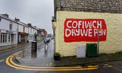 The effect of the Ford factory closure will have to Bridgend in south Wales, UK<br>COPY BY JOANNA PARTRIDGE Pictured: A Cofiwch Dryweryn graffiti (Remember Tryweryn) on a wall in Bridgend, Wales, UK. Wednesday 19 February 2020 Re: The effect of the Ford factory closure will have to Bridgend in south Wales, UK.