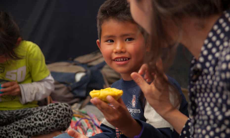 Zarlasht Halaimzai working in a refugee camp in Idomeni, Greece